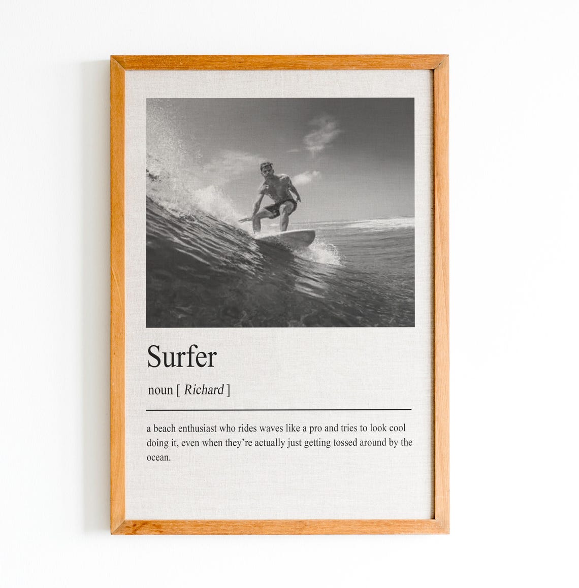 Personalized Surfer Photo Dictionary Definition Ocean Gift Poster