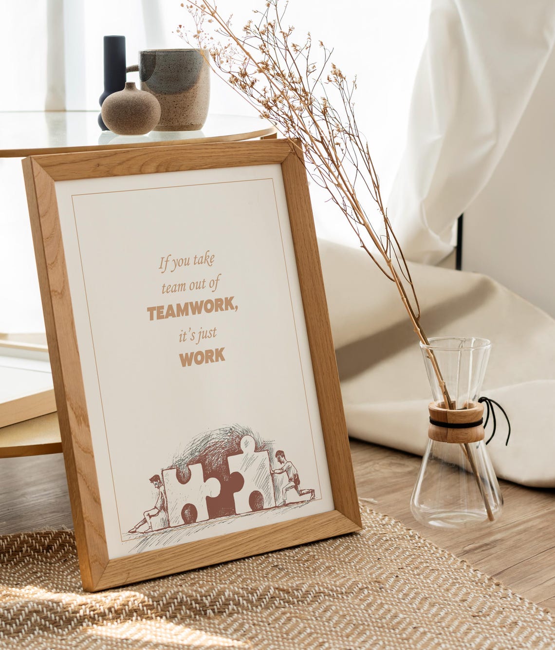 Teamwork Quote Puzzle Piece Sketch Office Leadership Wall Poster - Image 2