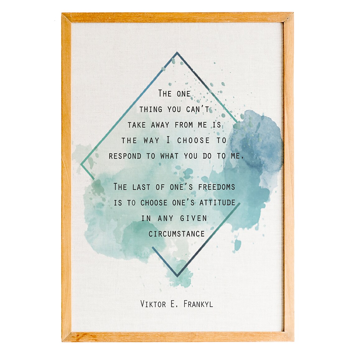 Viktor Frankl Choose Ones Attitude Freedom Quote Teal Watercolor Poster
