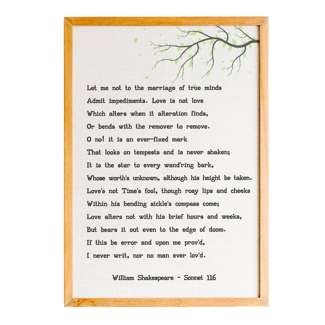 William Shakespeare Sonnet 116 Marriage Of True Minds Poster