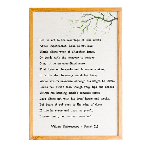 William Shakespeare Sonnet 116 Marriage Of True Minds Poster