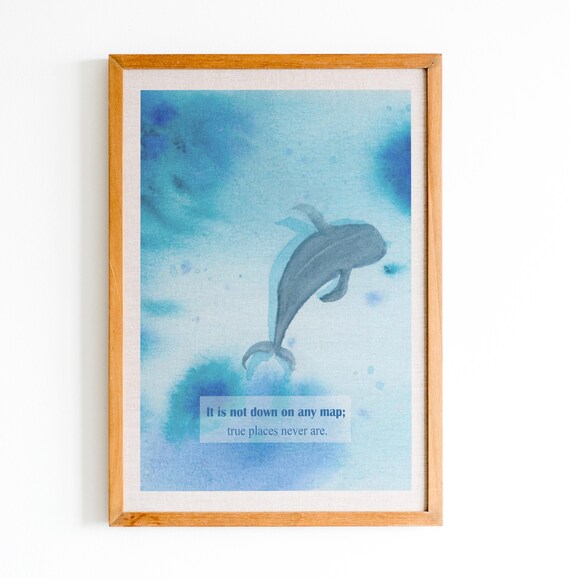 Moby Dick Or The Whale Quote Print Herman Melville Poster It Is Not Down Quote Classic Literature Quote Wall Art
