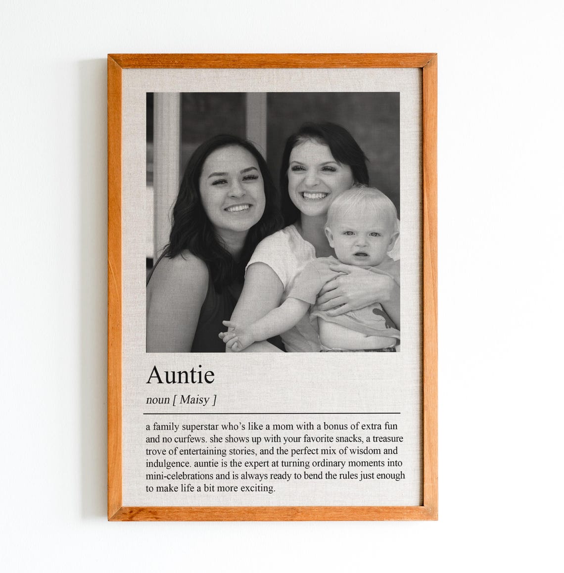 Personalized Auntie Photo Dictionary Definition Fun Gift Poster