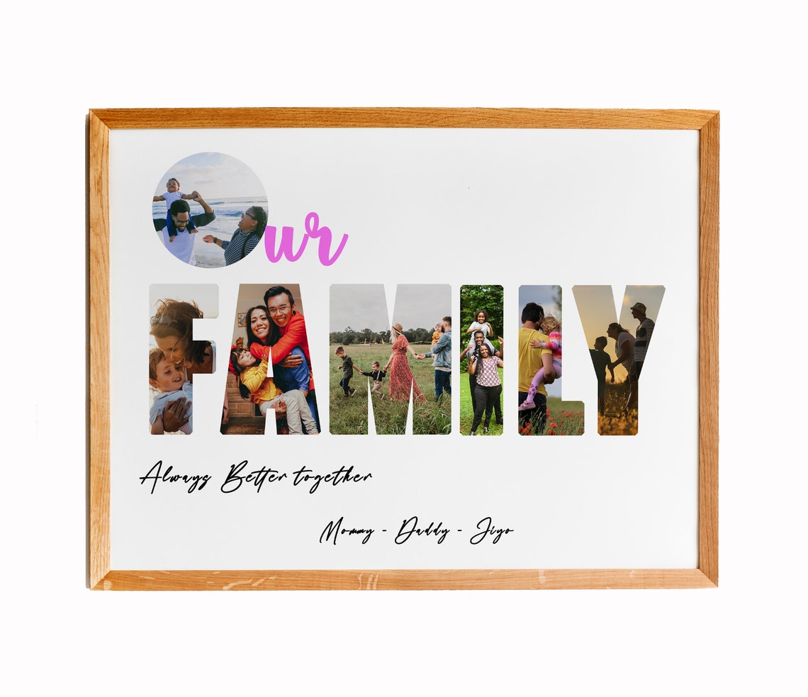 Our Family Photo Collage Custom Letter Art Personalized Poster