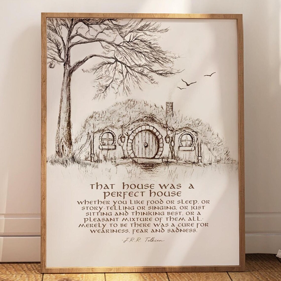 The Hobbit Perfect House JRR Tolkien Quote Hobbit Hole Sketch Poster