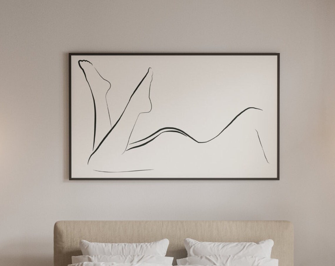 Curvy Woman Nude Line Drawing Art Print