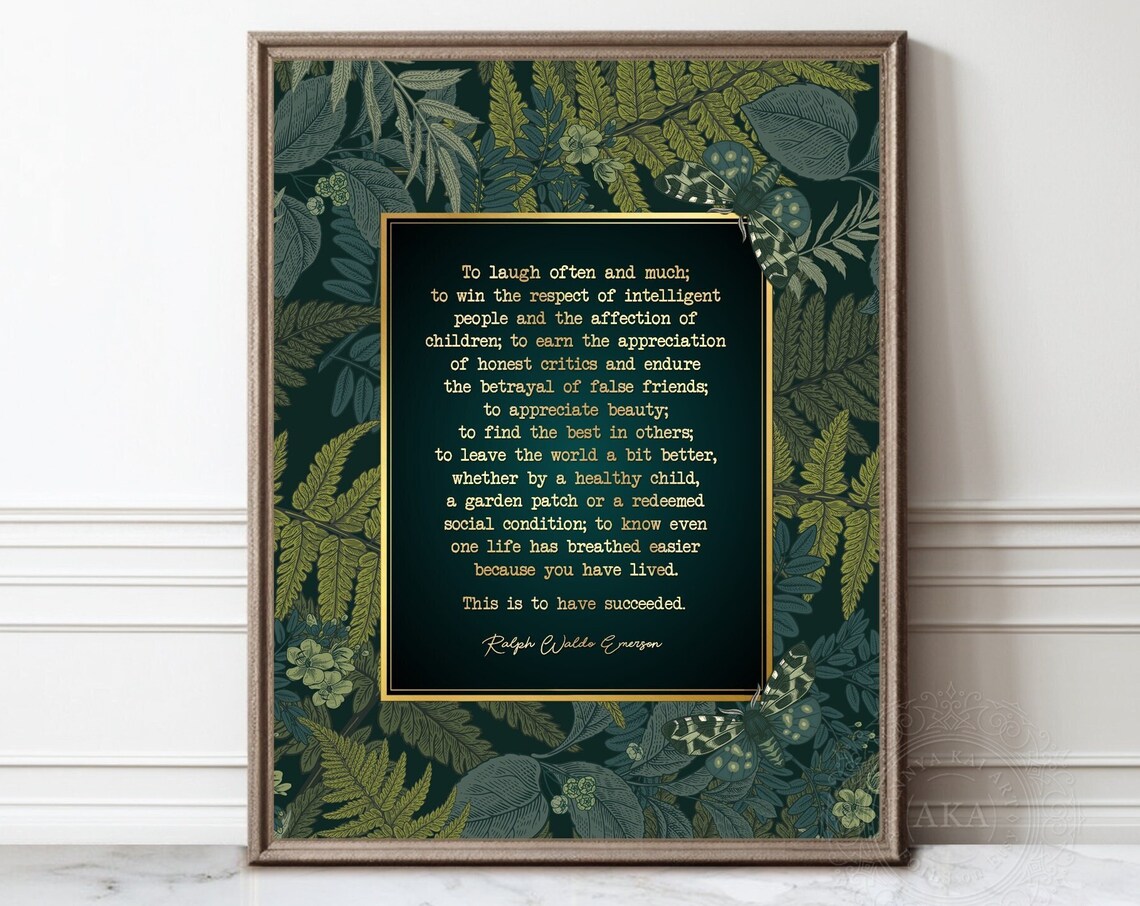 Ralph Waldo Emerson Quote Art, Gold Graduation Print