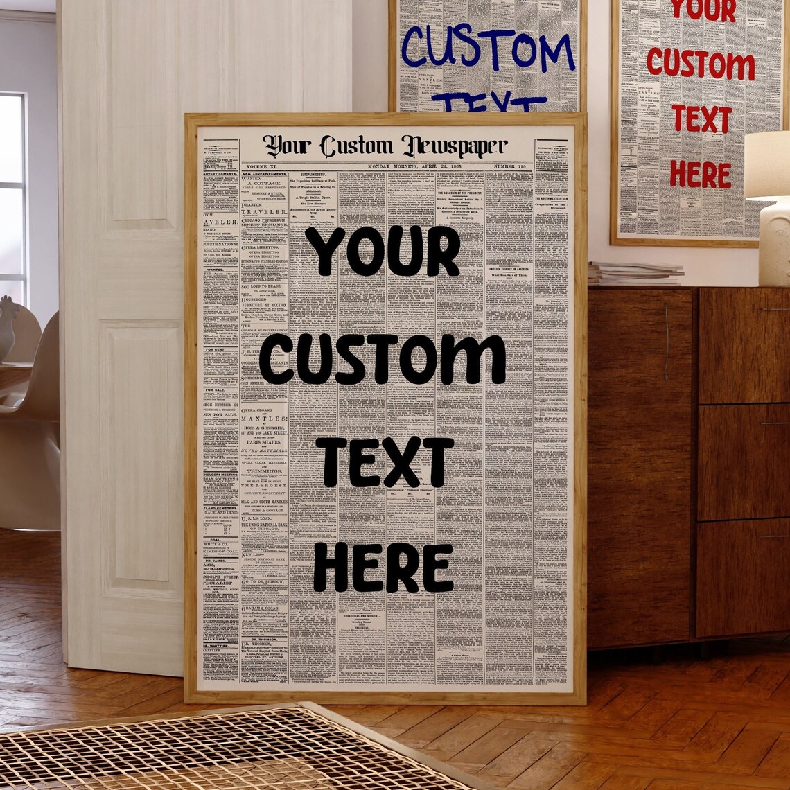 Custom Newspaper Print, Retro New York Times Poster