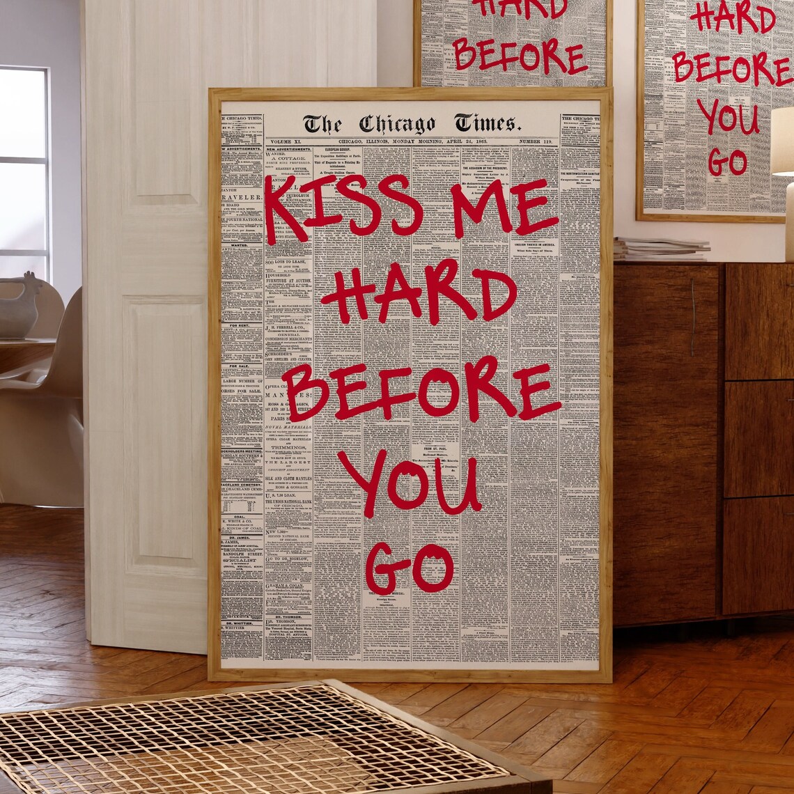 Kiss Me Hard Before You Go Retro Poster Print