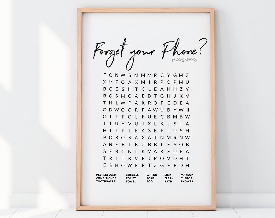 Funny Bathroom Wordsearch Restroom Activity Art Print