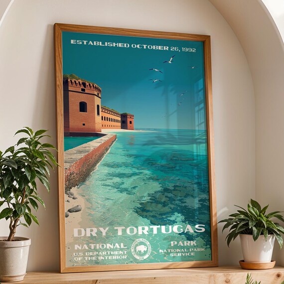 Dry Tortugas National Park Fort Jefferson Tropical Travel Poster