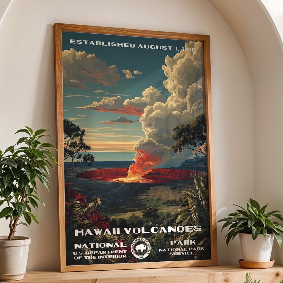 Hawaii Volcanoes National Park Retro Wall Art Print