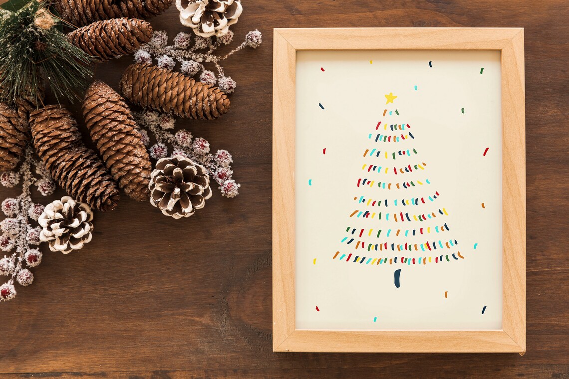 Abstract Colorful Christmas Tree Modern Minimalist Holiday Wall Poster - Image 3