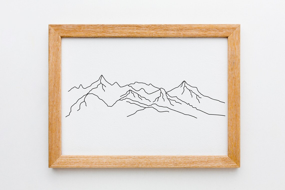 Abstract Mountain Line Art Print, Minimalist Landscape - Image 2