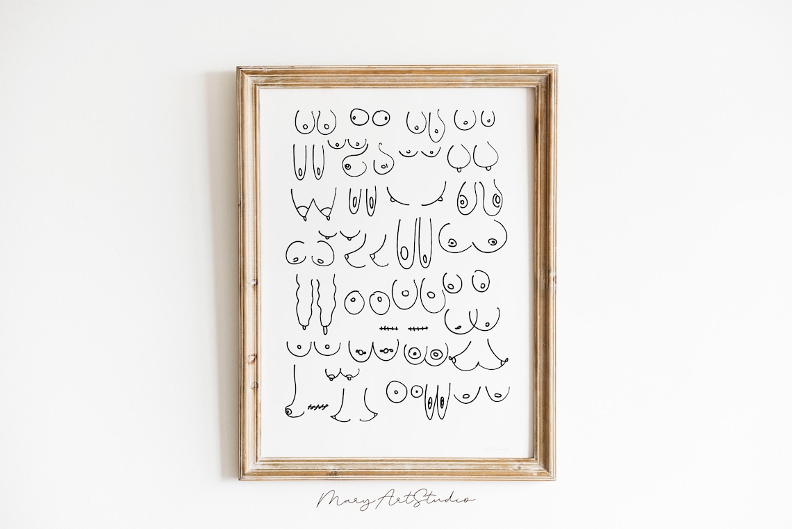 Hand Drawn Tit Line Art Feminist Body Poster