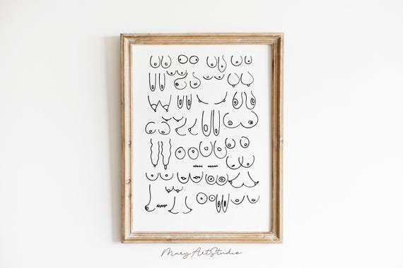 Hand Drawn Tit Line Art Feminist Body Poster
