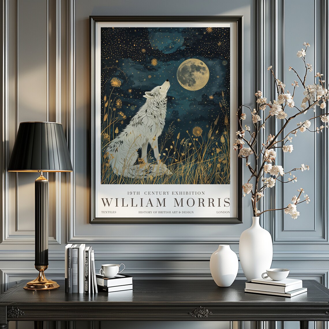 William Morris Moon Stars Poster Print, Vintage