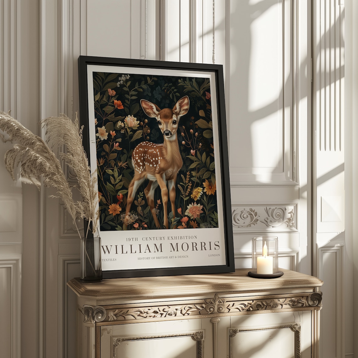 William Morris Exhibition Poster, Vintage Baby Deer