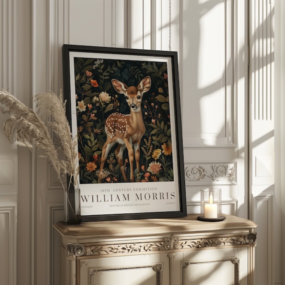 William Morris Exhibition Poster, Vintage Baby Deer