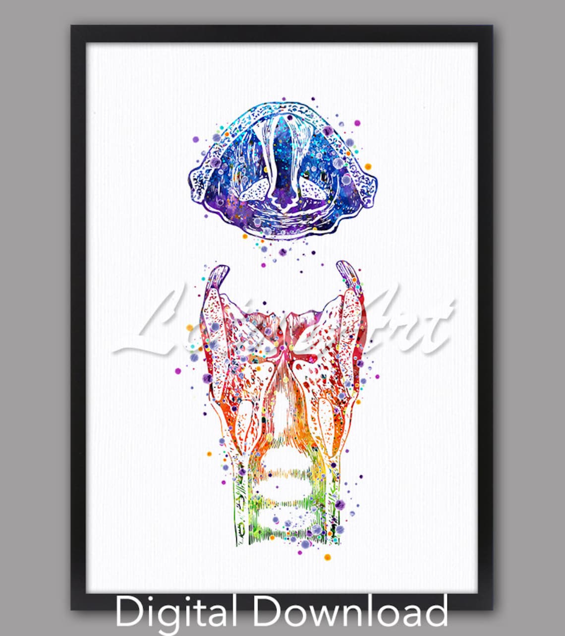 Larynx and Vocal Cords Watercolor Art Print