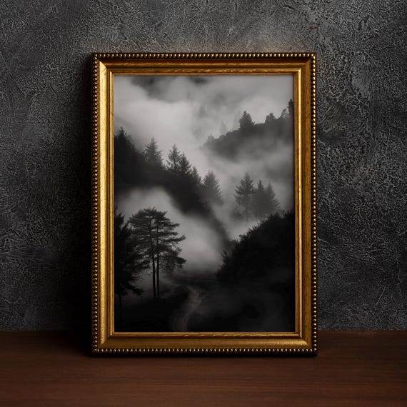 Antique Moody Charcoal Treevintage Art Printstree Sketchbrown Dark Wall Artmoody Academiavintage Forest Landscaperustic Artwork