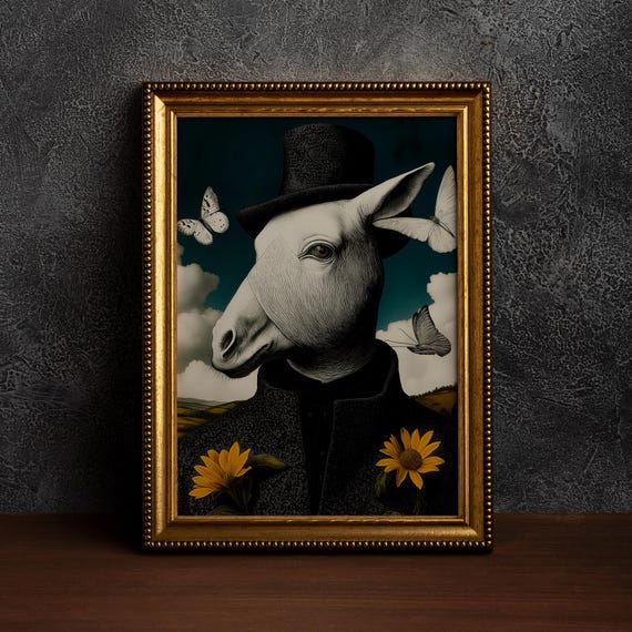 Surreal Goat And Butterflies Portraitwhimsical Anthropomorphic Vintage Dreamlike Atmosphere Fantasy Painting Victorian