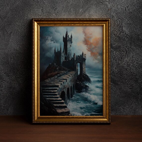 Castlecoastal Ocean Dark Academia Art Print
