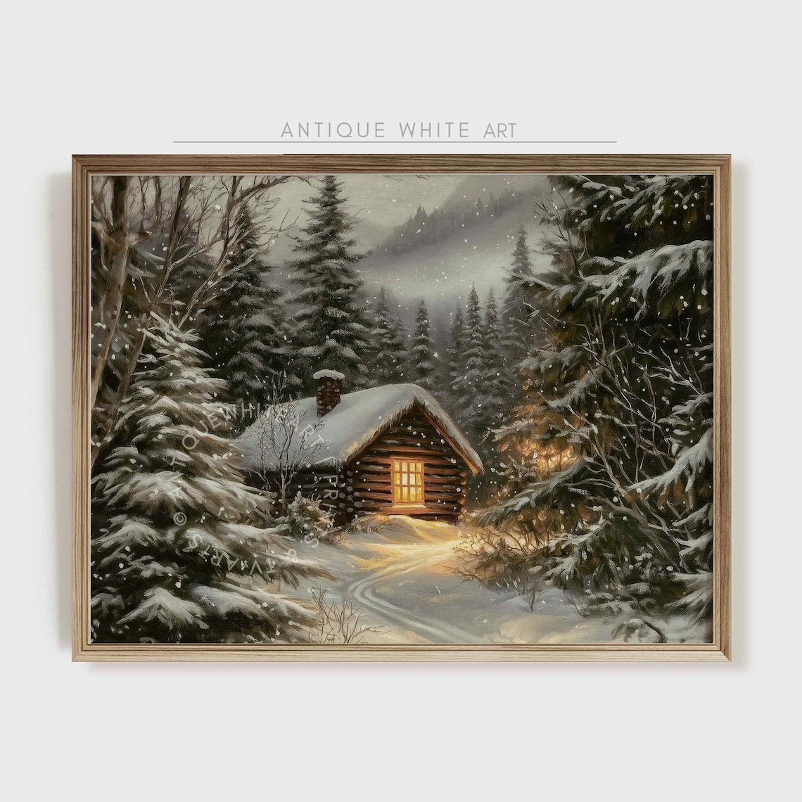 Rustic Winter Landscape Art Print, Farmhouse Decor