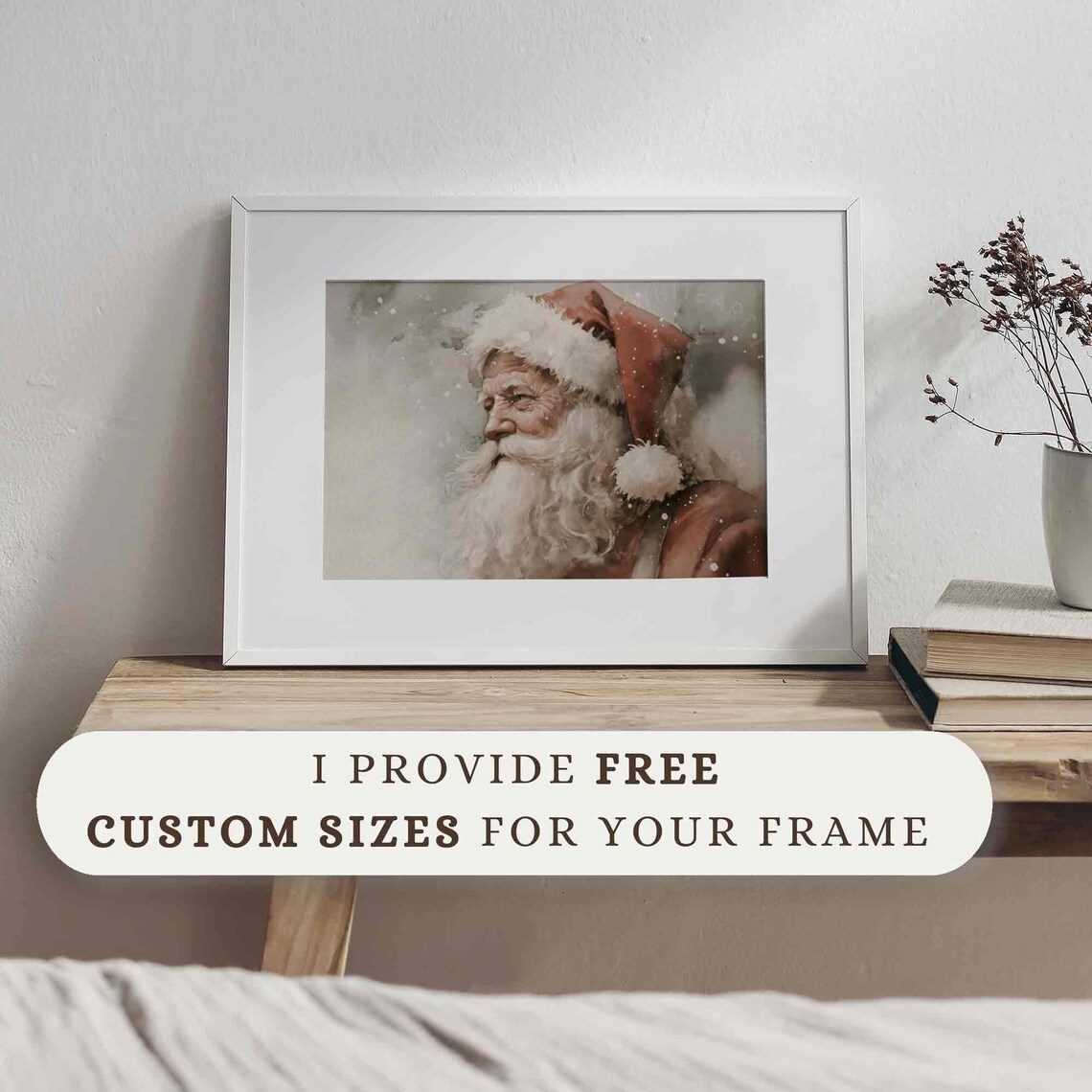 Vintage Santa Claus Portrait, Farmhouse Christmas Art Print - Image 2