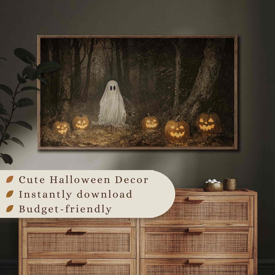 Spooky Ghost in a Forest Halloween Poster - Image 4