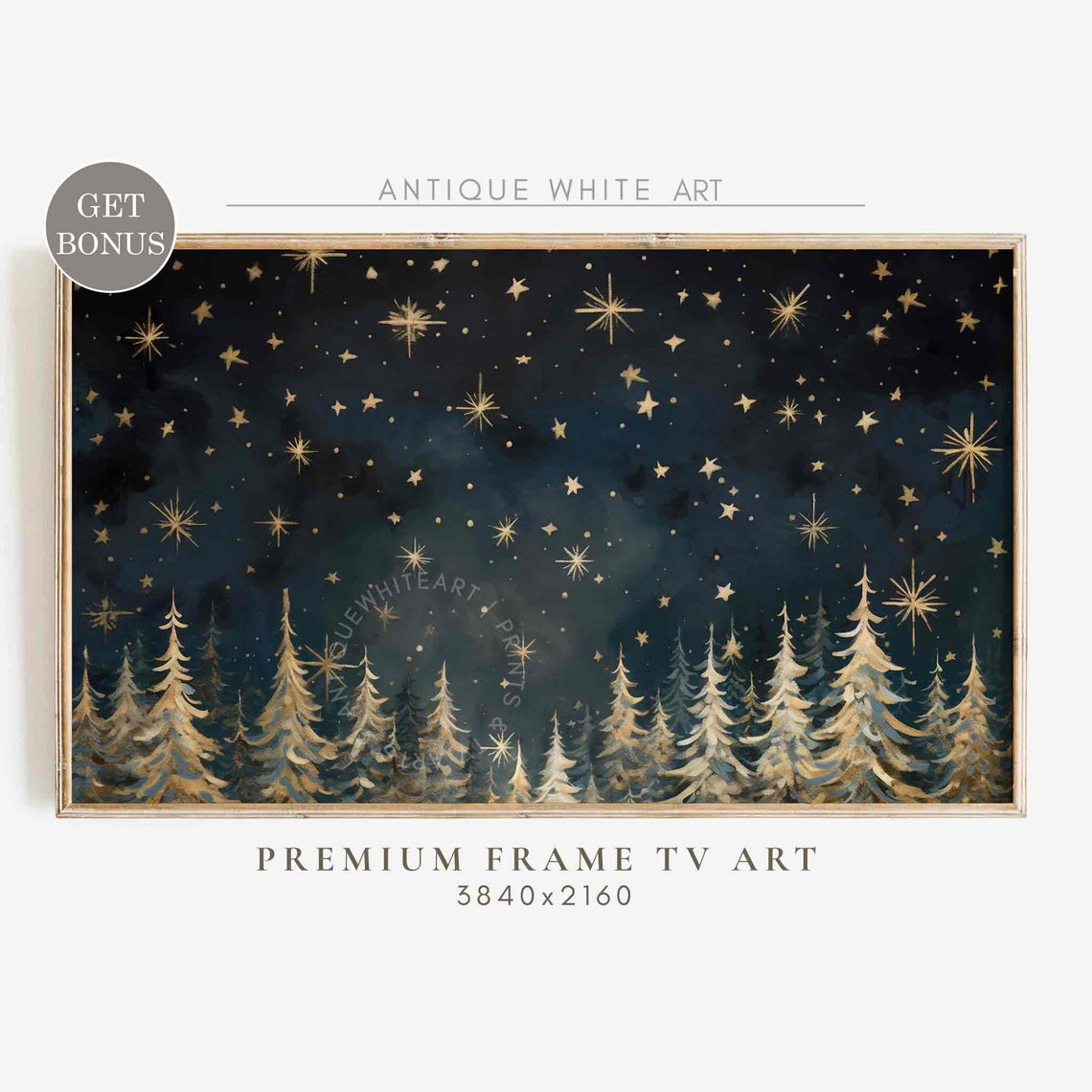 New Year Frame Tv Art Winter Art For Tv Starlight Night Holiday Rustic Farmhouse Decor Year End Party Tv Art New Years Tv Art Wa53