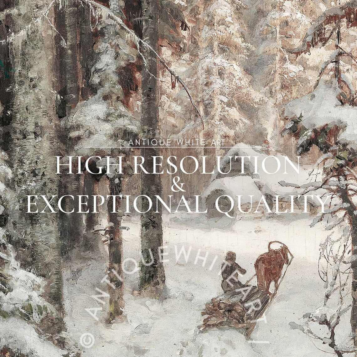 Vintage Christmas Snowy Winter Oil Painting Art Print - Image 3