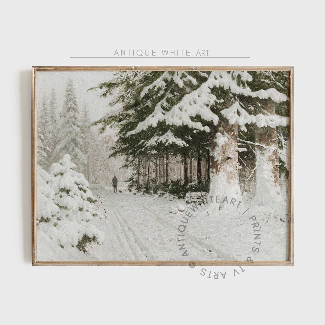 Rustic Winter Christmas Vintage Oil Painting Art Print