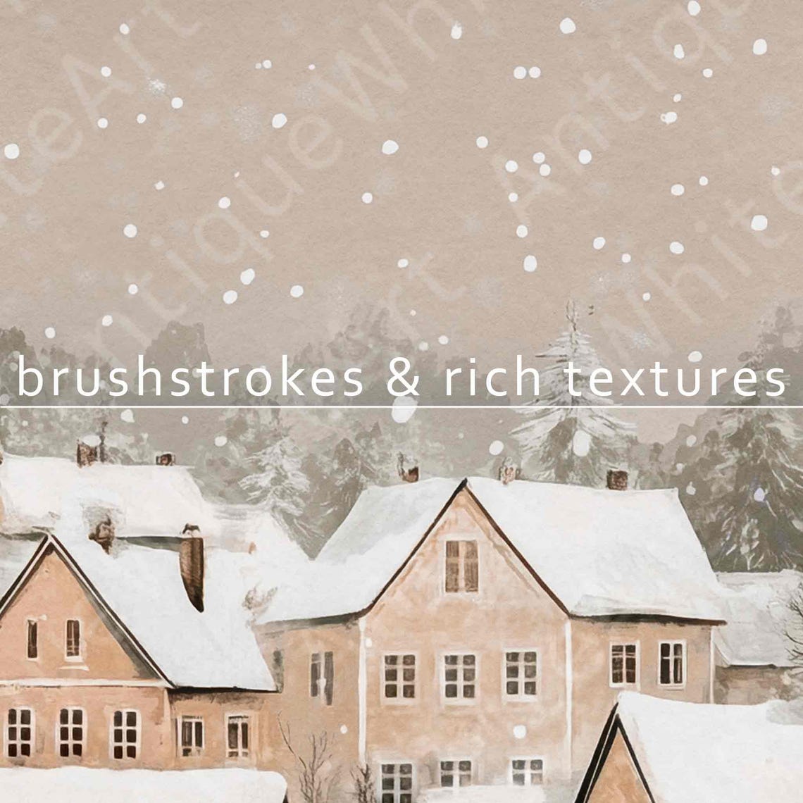 Christmas Village Frame Tv Art Winter Town Art Christmas Painting For Tv Neutral Holiday Frame Tv Art Christmas Home Decor Wa82 - Image 3