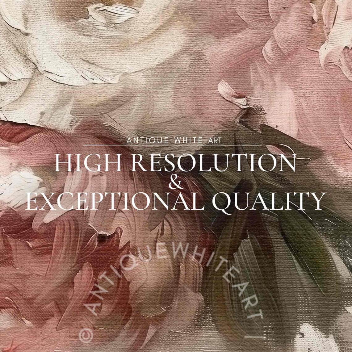 Pink White Peony Blossom Soft Textured Floral Oil Art Wall TV Poster - Image 3