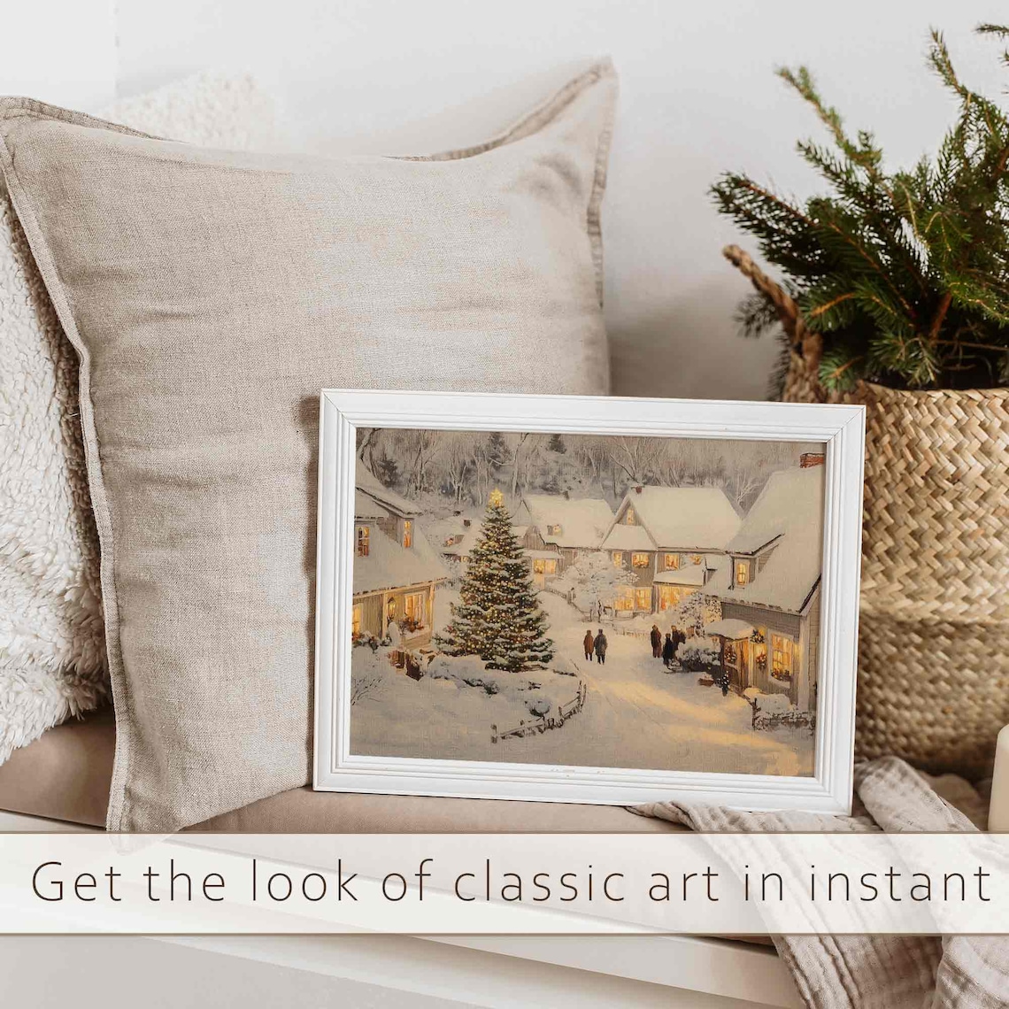 Christmas Winter Village Oil Painting Art Print - Image 2