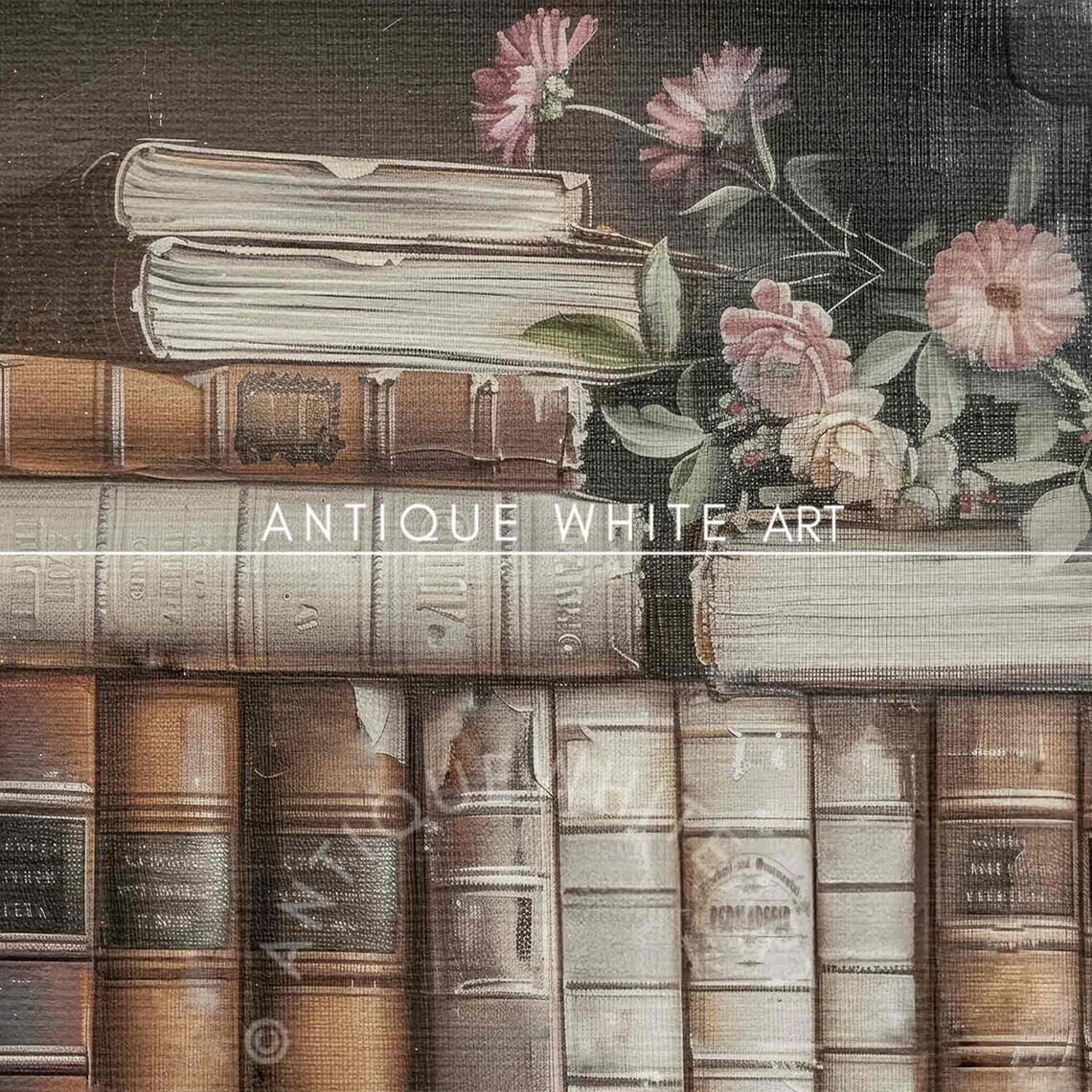Rustic Vintage Still Life With Books Art Print - Image 2