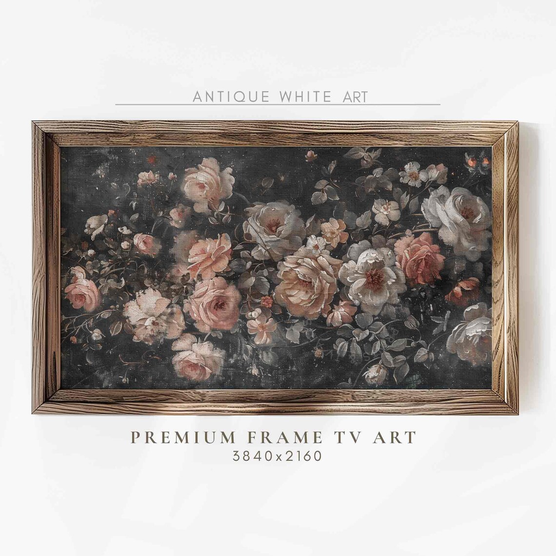 Dark Rustic Floral Art, Vintage Botanical Art Print