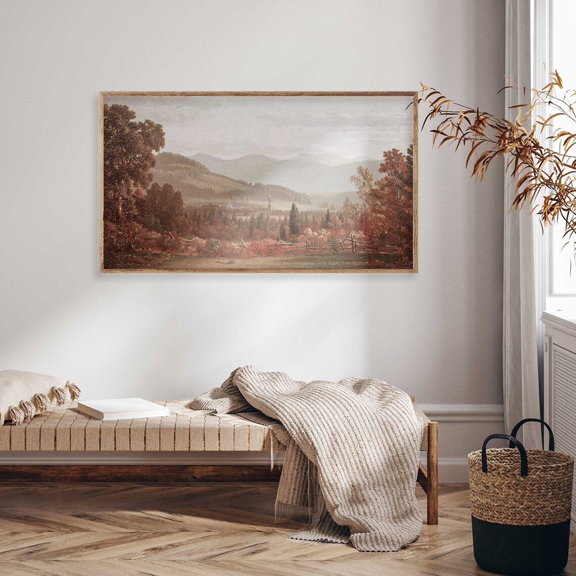 Vintage Autumn Landscape Art Print, Fall Country Scene - Image 4