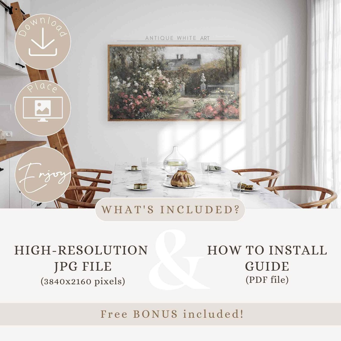 Cottage Rose Garden Farmhouse Wall Art Print - Image 2