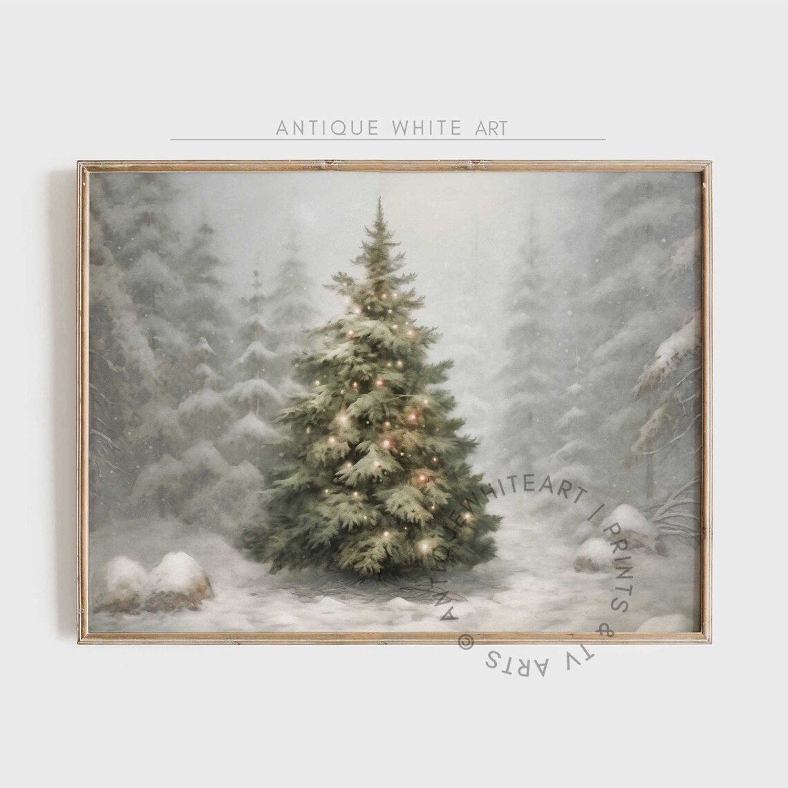 Christmas Tree Vintage Winter Forest Landscape