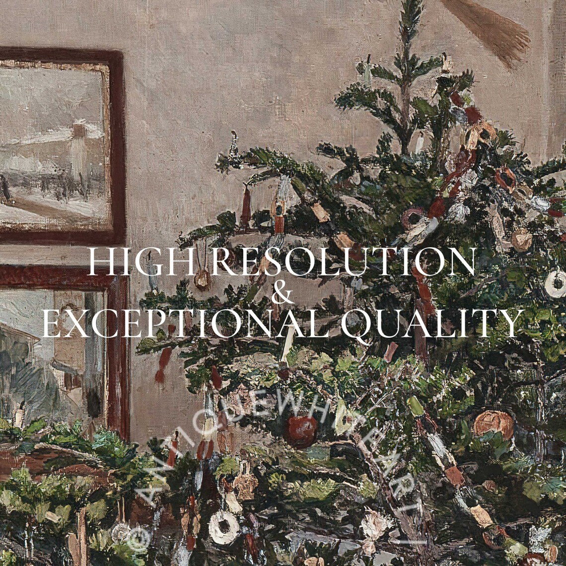 Vintage Christmas Tree Frame Tv Art Antique Dark Oil Painting For Tv Farmhouse Christmas Wall Decor Art File Tv101 - Image 4