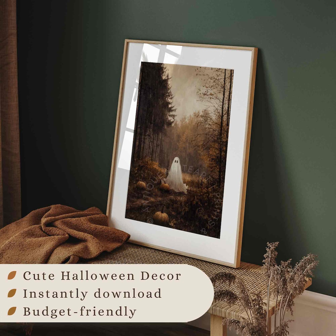 Dark Forest Halloween Ghost Print, Rustic Farmhouse - Image 4