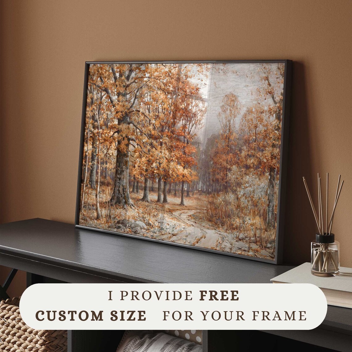 Vintage Fall Landscape Painting, Rustic Country Art Print - Image 3