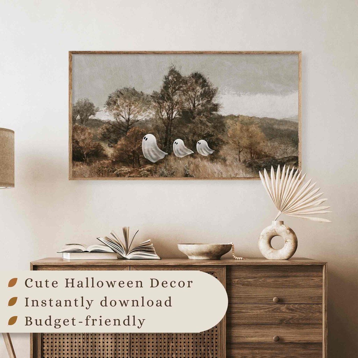 Halloween Vintage Painting For Frame Tv Cute Ghost Family Spooky Tv Art Farmhouse Frame Tv Art Neutral Halloween Decor Tv449 - Image 3