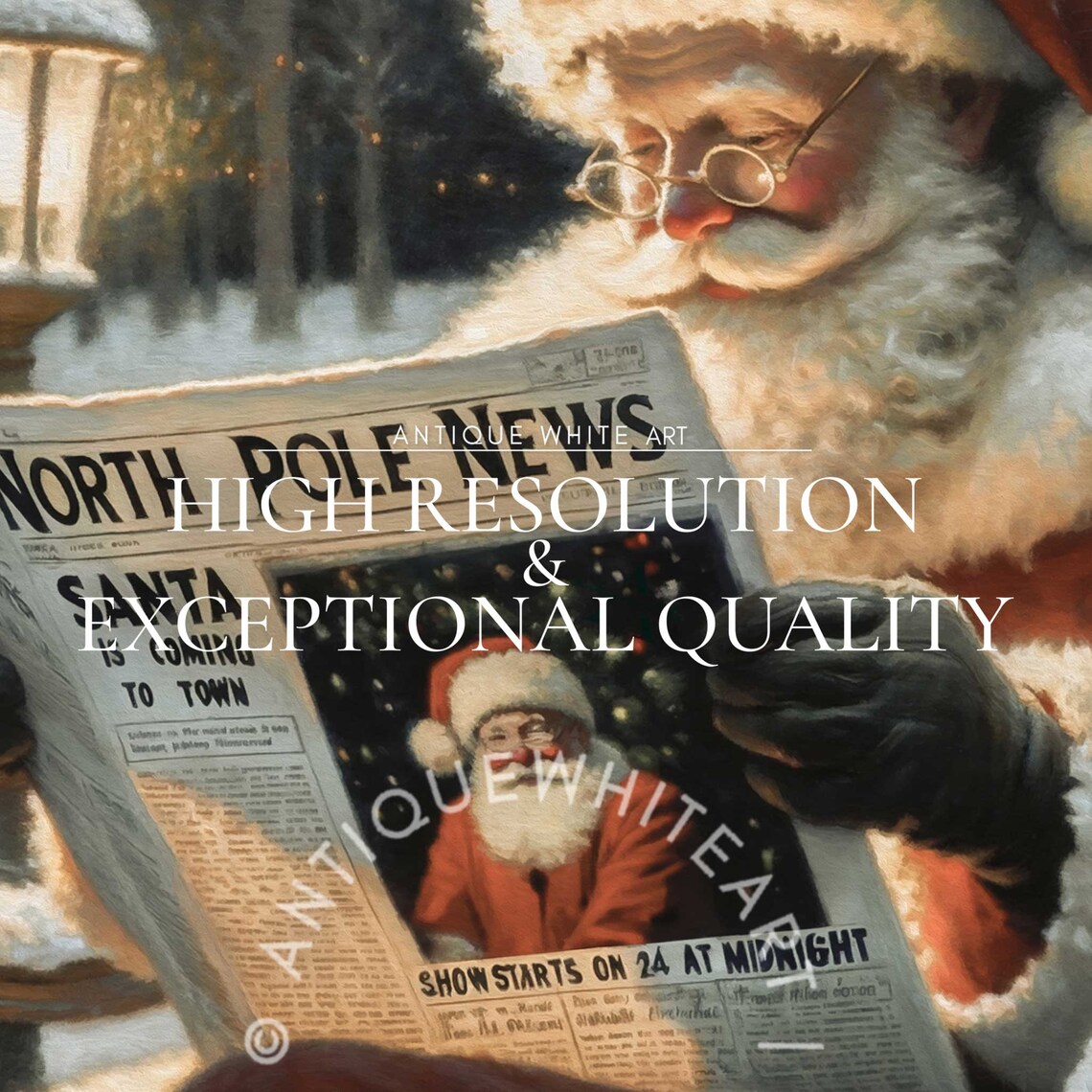 Santa Reading Newspaper Santa Claus Art Print - Image 4