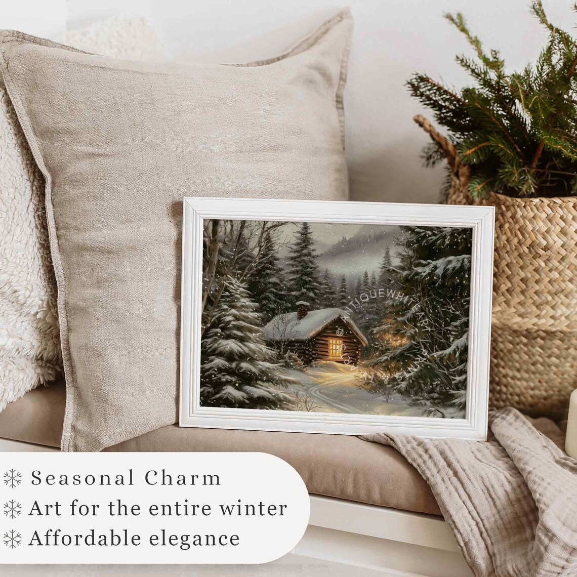 Rustic Winter Landscape Art Print, Farmhouse Decor - Image 2