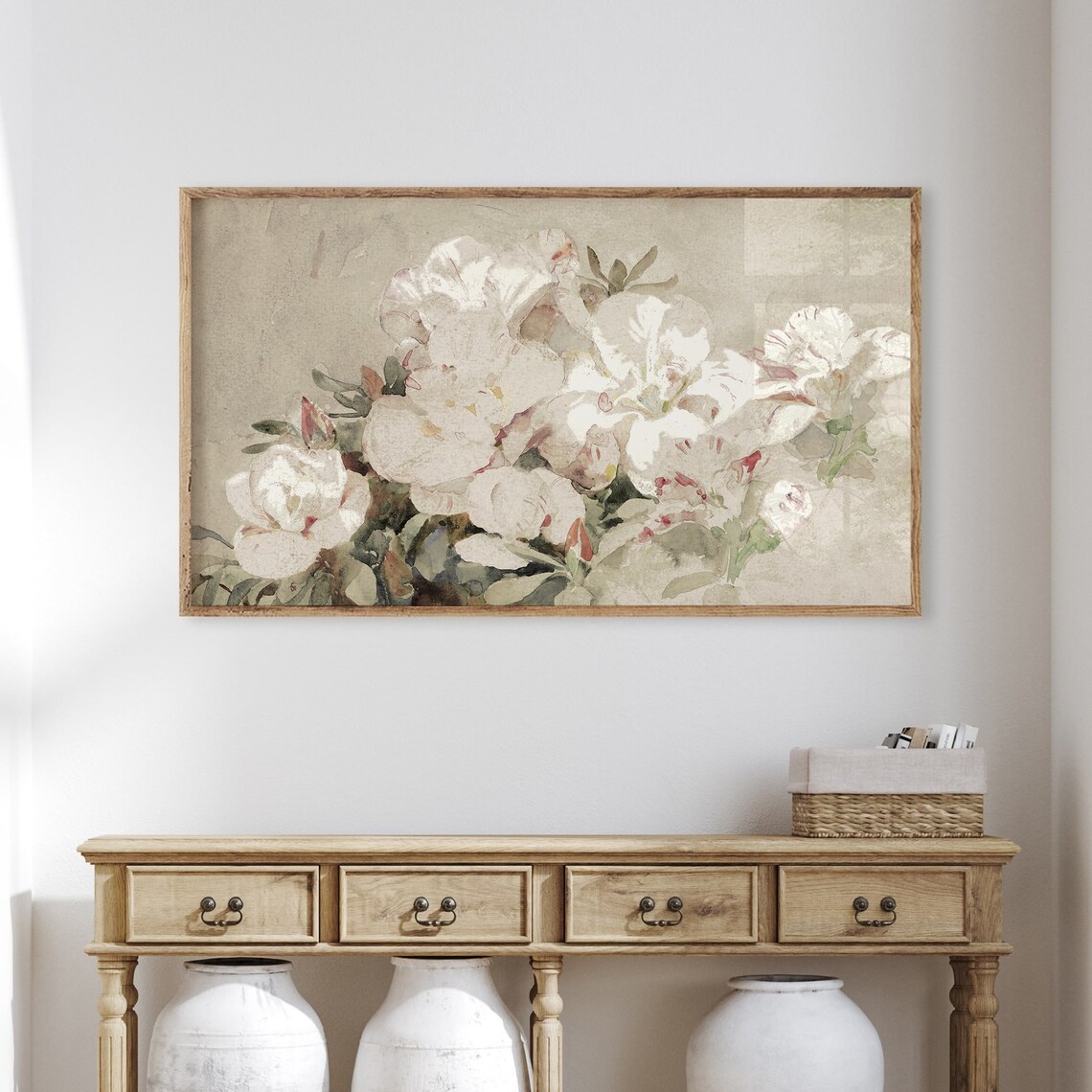 Neutral Flower Frame TV Art, Vintage Floral Print - Image 3