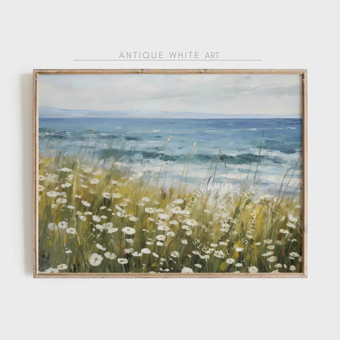 Wildflower Coastal Wall Art, Neutral Beach Landscape