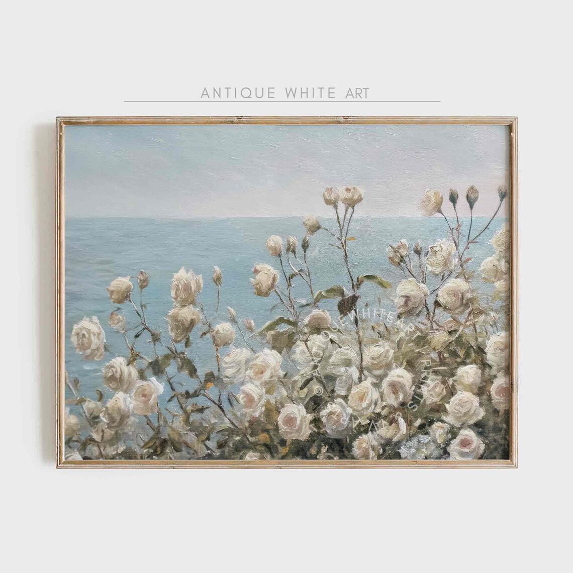 Coastal Wildflower Field Art Print, Vintage Farmhouse - Image 4